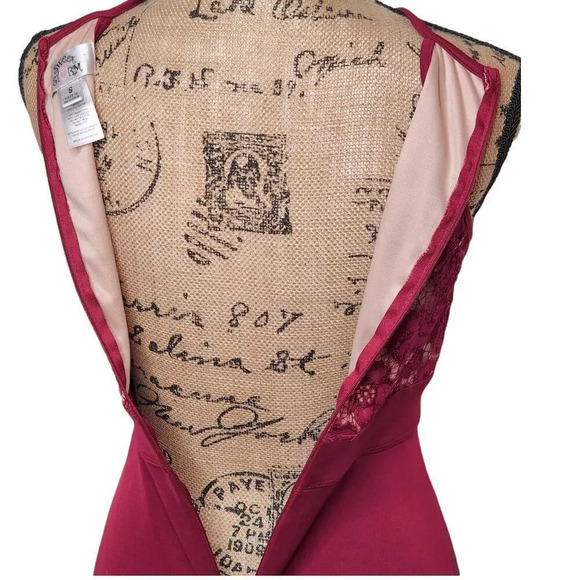 SWEET STORM Sleeveless Tiered High Low Satin Gown Prom Dress Size Small Burgundy - Picture 9 of 13